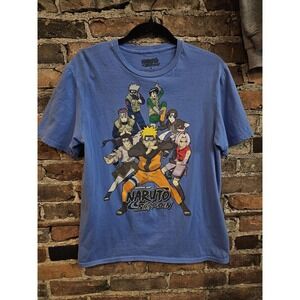 Naruto Shippuden Shirt Mens Small Blue Naruto Sasuke Kakashi Graphic Anime Tee